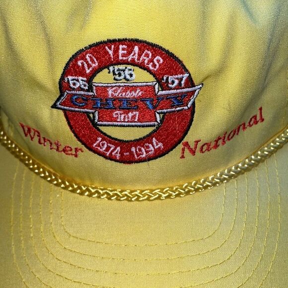 Vtg 1994 Winter National ‘55 ‘56 ‘57 Classic Chevy International yellow cap - Picture 2 of 9